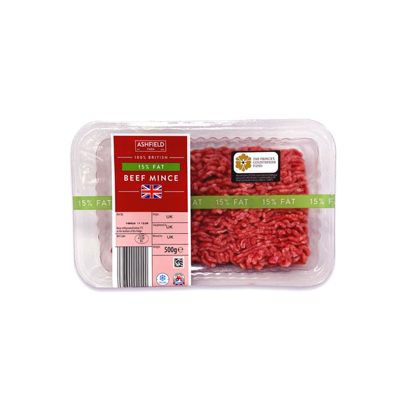 Ashfield Farm 100% British 15% Fat Beef Mince 500g